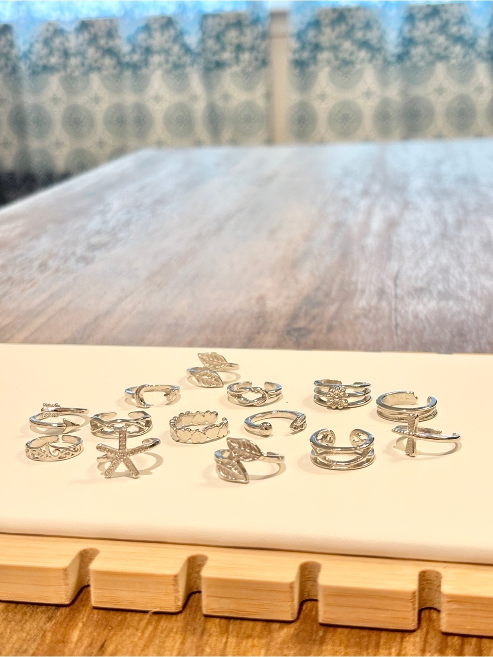 Silver Tone Stackable Rings Set - Mixed Styles - Picture 4 of 5